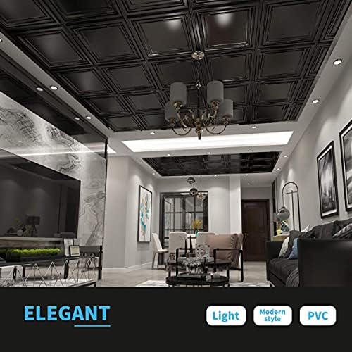 Art3d PVC Ceiling Tiles, 3D Plastic Sheet in Black, 2 x 2 ft - Image 3