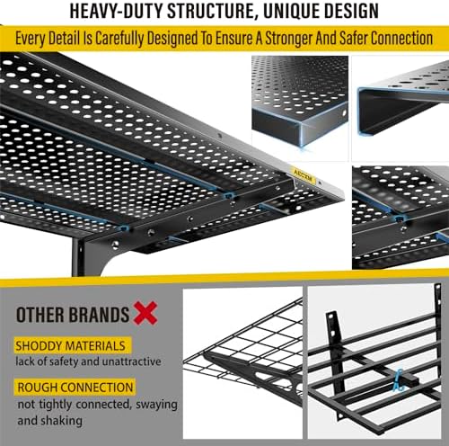 Aecxm 2-Pack 2 Tier 1.3x4ft Garage Shelving Wall Mounted, 520lbs Load - Image 4