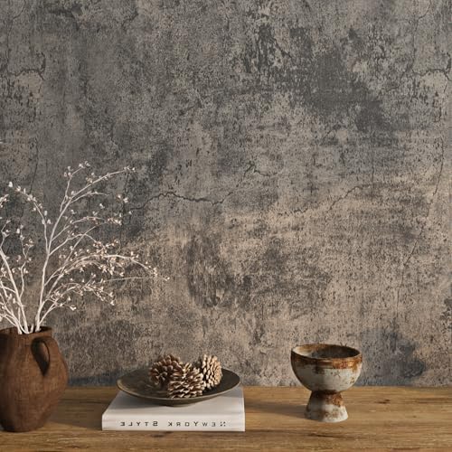 Livelynine Moody Concrete Wallpaper Peel and Stick Industrial Modern Brown by Livelynine