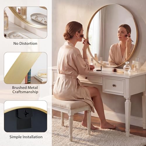 Bathroom Round Mirror for Over Sink, 28 Inch Wall Circle Mirrors - Image 3