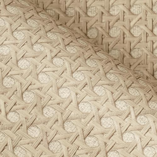 FunStick 24"x200" Beige Taupe Rattan Peel and Stick Wallpaper Vintage Removable by FunStick