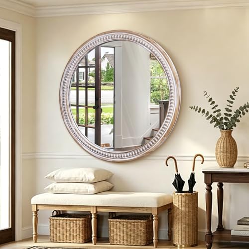 30 Inch Wooden Round Mirror, Farmhouse Mirrors - Image 5