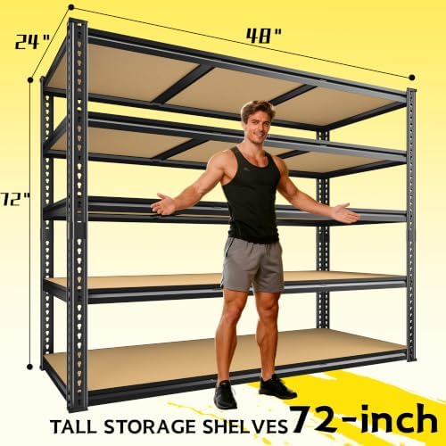 ROOMFAVE 48" W Garage Shelving Heavy Duty 3080LBS, 5 Tier, Industrial - Image 2