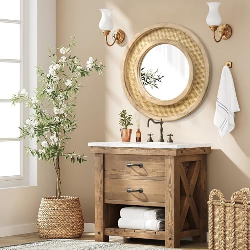 JJUUYOU Wood Mirror with Wood Frame Circle Mirrors - Image 7