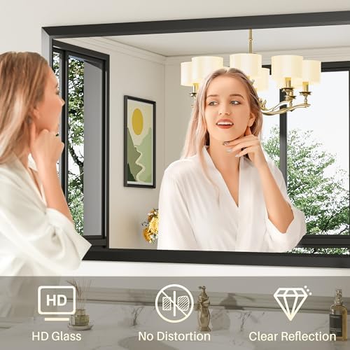 Briivue Black Metal Framed Bathroom Wall Mirror, 24x32 Inch - Image 4