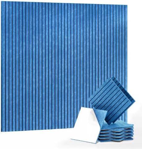 12 Pack Self-Adhesive Acoustic Wall Panels, 12x12 Inch-Blue by 100PolyesterAcousticPanel