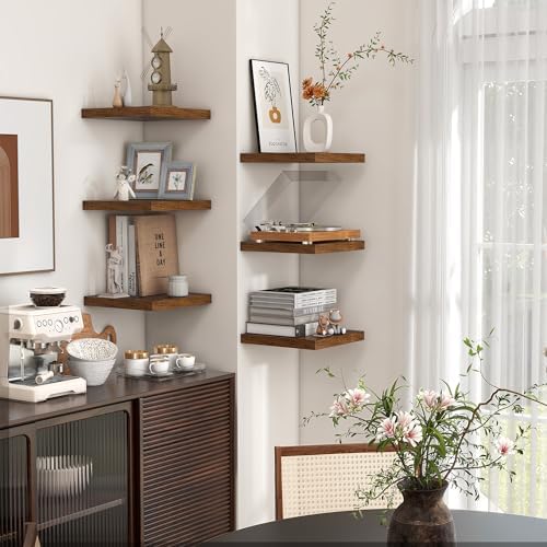 8"x8" Square Floating Shelves for Wall, Rustic Brown Finish - Image 5