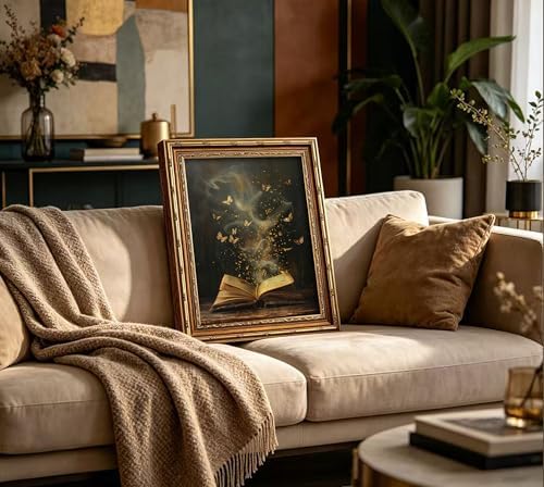 Vintage Gold Framed Victorian Bookish Wall Art Dark Academia Library Fantasy - Image 5