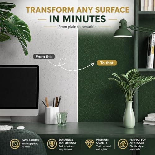 Dark Green Peel and Stick Wallpaper Removable Silk Texture Contact Paper - Image 5
