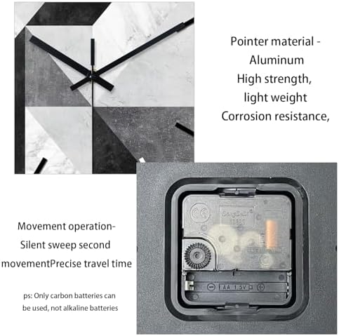 Modern Marble Wall Clock Battery Operated 20 Inch Silent Non-Ticking - Image 7