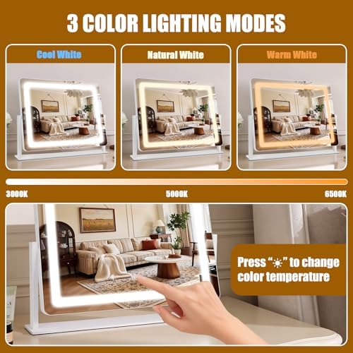 Vanity Mirror with Lights 22"×17", Large LED Makeup Mirror with Light, Smart - Image 3