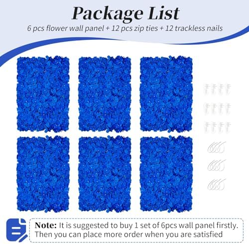 BLOSMON Royal Blue Flower Wall Panel Backdrops, 24 x 16 Inch - Image 6