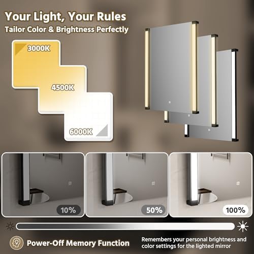 32" Wx24 H LED Mirror for Bathroom Vanity Mirror, 270° Rotatable LED Arms for - Image 4