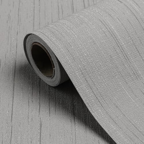 Grey Grasscloth Peel and Stick Wallpaper 15.7" X 120" Textured Self-Adhesive by Biyoeepeelstickwallpaper
