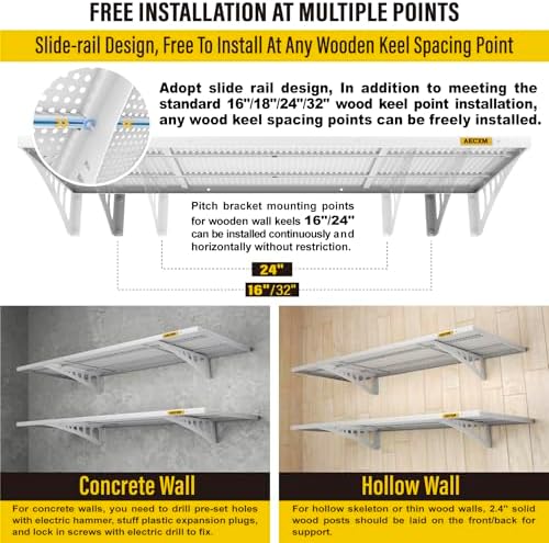 Aecxm 2-Pack 1.64x4ft Adjustable Garage Wall Shelving 560lbs Load Capacity - Image 6