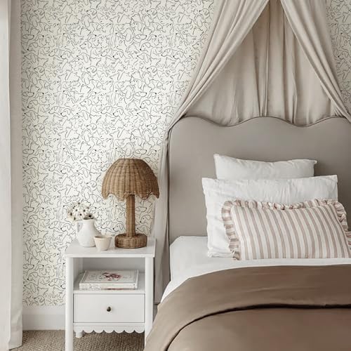 Heroad Beige Peel and Stick Wallpaper Black and White Contact Paper Dog - Image 2