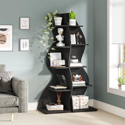 Tribesigns Corner Shelf, Modern 5-Tier Wall Corner Bookshelf, Stylish Corner - Image 6