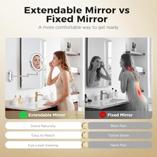 Wall Mounted Makeup Mirror, 8 Inch, Rechargeable 4000mAh - Image 2