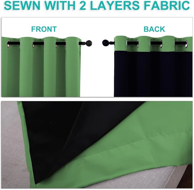 NICETOWN 100% Blackout Curtains 45 inches Long, Forest Green, 1 Pair, 42 inches - Image 5