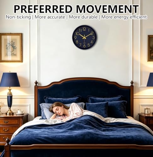 14Inch Navy Blue Silent Wall Clock Battery Operated Clocks - Image 4