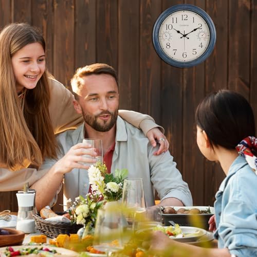 Crosstime 16" Indoor Outdoor Retro Wall Clock Battery Operated Silent - Image 6