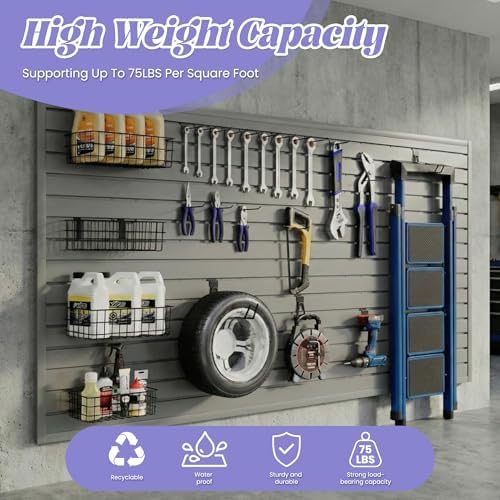 SMARTSTANDARD Heavy Duty PVC Slatwall Panels 4x8 ft, Interlocking Garage Wall - Image 2