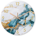 Modern Marble Wall Clocks Battery Operated 16 inch Blue Gold by RONGKEJIAJU