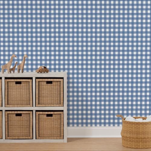 Spoonflower Blue Watercolor Peel and Stick Removable Wallpaper - Image 7