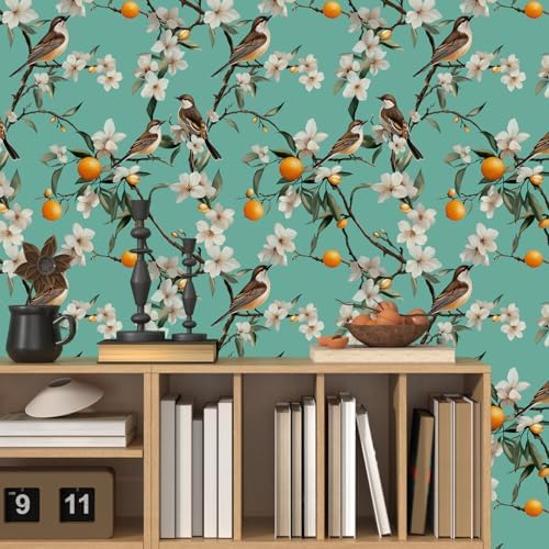 Laatse Vintage Floral Bird Wallpaper Peel and Stick 17.5" × 118" - Image 3