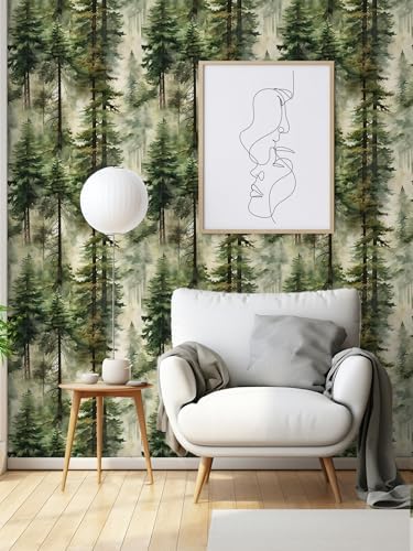 HAOKHOME Forest Peel and Stick Wallpaper Tree Green Mural Woodland Nature - Image 4