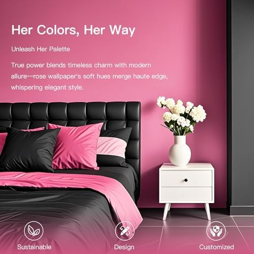 Ismoon 17.7inx118in Pink Wallpaper Peel and Stick Wallpaper Pink Contact Paper - Image 4