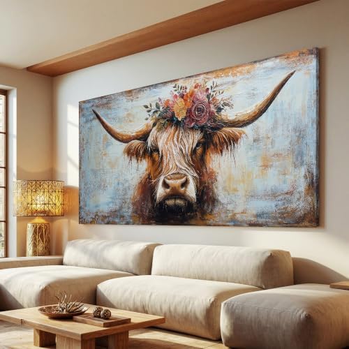 Canvas Wall Art Decor Artwork for Wall Decor Highland Cow Wall Art Prints Wall by TQJYILUFAART