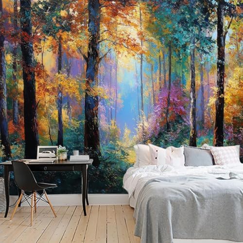 Autumn Forest Scenery Bedroom Peel and Stick mural-96"x137" by GLWYHY