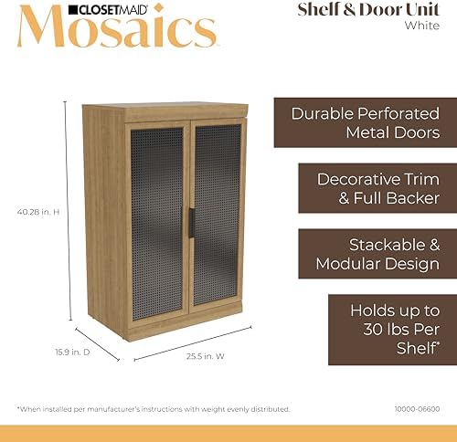 ClosetMaid Mosaics 3 Shelf & Door Storage Cabinet, Customizable Closet System - Image 3