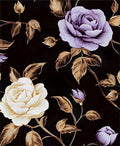 Laatse Dark Purple Gold Rose Floral Wallpaper Peel and Stick 17.5''x393'' by Laatse