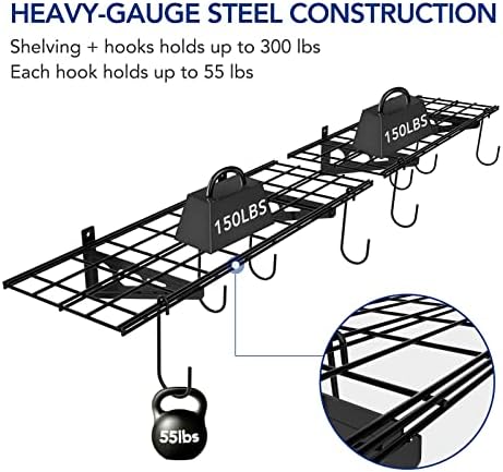FLEXIMOUNTS 2-Pack 1x3 ft Garage Wall Shelving, Include 8 Bike Hooks - Image 4