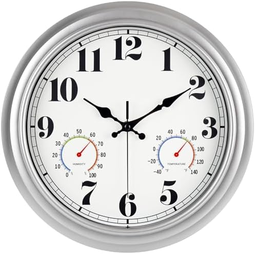 JENLYSTIME 13 Inch Outdoor Clock, Waterproof and Silent by JENLYSTIME