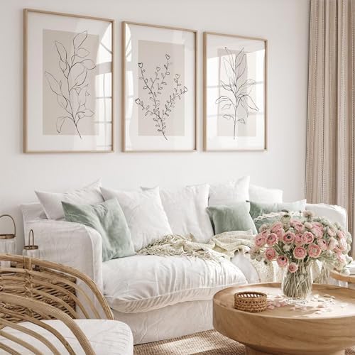Neutral Botanical Prints Wall Art Decor Plant Minimalist Canvas Pictures - Image 4