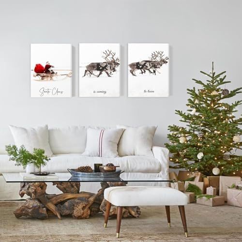 Framed Christmas Wall Art Set of 3, Santa Claus - Image 6