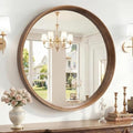 Brakki Round Wall Mirror with Wood Frame by BRAKKI
