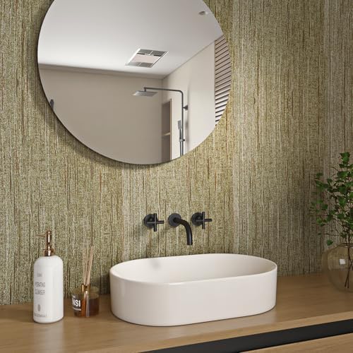 Livelynine 15.8x197 Vintage Gold Peel and Stick Wall Paper Textured Grasscloth - Image 2