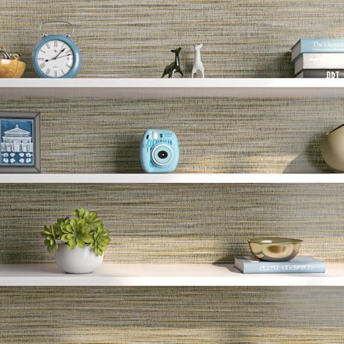 FunStick 24"x200" Grasscloth Peel and Stick Wallpaper Textured Brown Fabric - Image 2