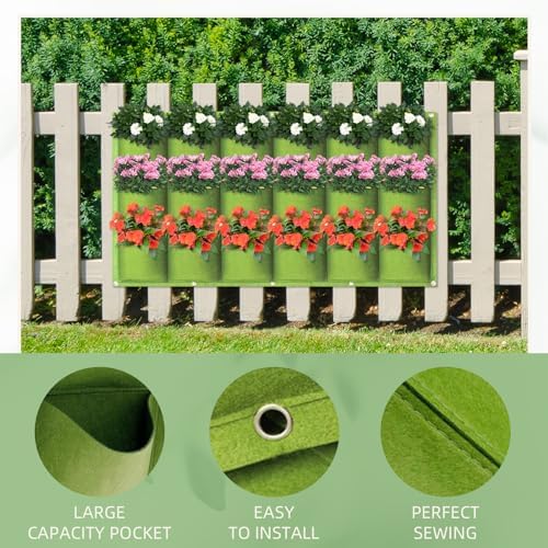 LITLANDSTAR 18 Pockets Hanging Grow Bags, 2 Pack Horizontal Wall Planter Plant - Image 2