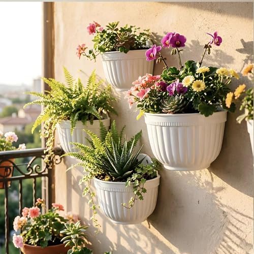 8 Pack Resin Wall Hanging Planter Pots Vertical Garden Living Wall Mount Window - Image 2