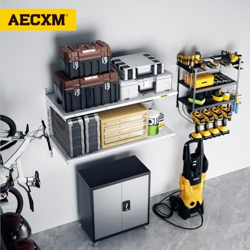 Aecxm 1pack×2 Tier 1.3x3ft Garage Shelving Wall Mounted, 250lbs Load Capacity - Image 2