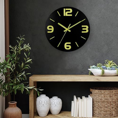HZDHCLH Wood Wall Clock Glow in The Dark, Luminous Wall Clocks - Image 2
