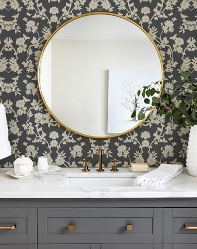 Vintage Floral Peel and Stick Wallpaper Black and White Damask Botanical Vine - Image 5