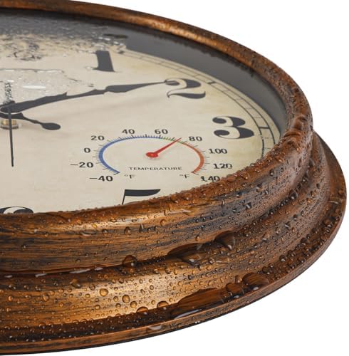 45MinST 16 Inch Bronze Vintage Large Indoor/Outdoor Waterproof Wall Clock - Image 2