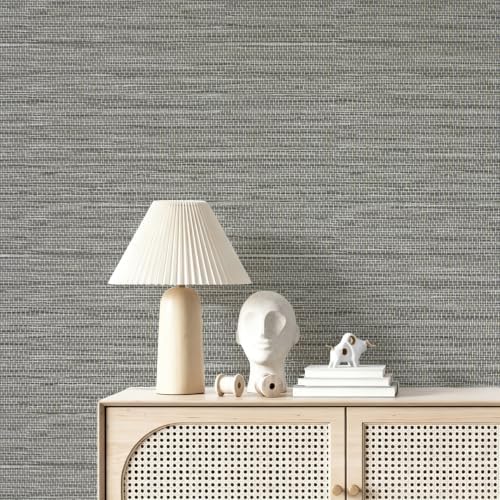 Grasscloth Peel and Stick Wallpaper Faux Linen 17.3in x 196.8in - Image 2