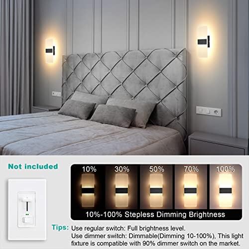 TRLIFE Dimmable LED Wall Sconces, Modern Wall Sconces Set of 2 Wall Mounted - Image 2